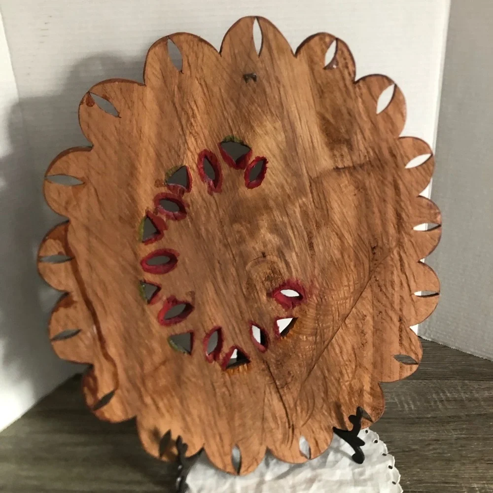 Hand Carved Wood Sun and Moon Wall Art - Picture 4 of 11